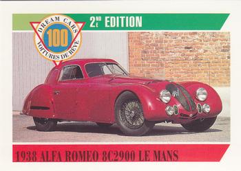 1992 Panini Dream Cars 2nd Edition #92 1938 Alfa Romeo 8C2900 Le Mans Front