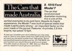 1991 Sanitarium Weet-Bix The Cars That Made Australia #8 1910 Ford Model T Back