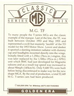 1992 Golden Era Classic MG 1st Series #4 M.G. TF Back