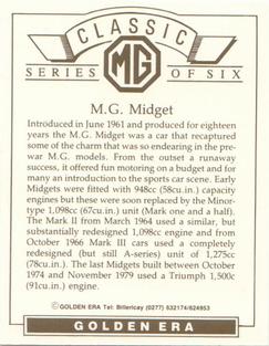 1992 Golden Era Classic MG 1st Series #6 M.G. Midget Back