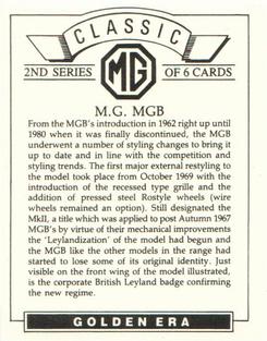 1994 Golden Era Classic MG 2nd Series #3 M.G. MGB Back
