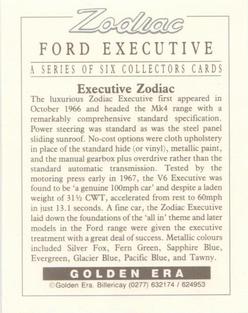 1994 Golden Era Ford Executive #5 Ford Executive Zodiac Back