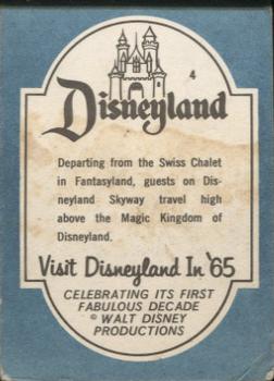 1965 Donruss Disneyland (Blue Back) #4 Departing from the Swiss Chalet in Fantasyland Guests on Disneyland Skyway Travel High Above the Magic Back