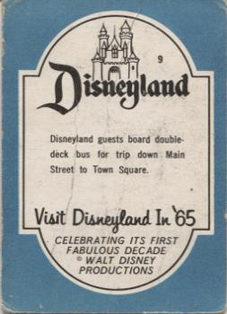1965 Donruss Disneyland (Blue Back) #9 Disneyland Guests Board Doubledeck Bus for Trip Down Main Street to Town Square Back