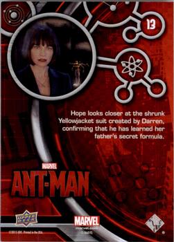 2015 Upper Deck Marvel Ant-Man #13 Hope looks closer at the shrunk Yellowjacket suit... Back
