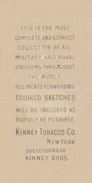 1888 Kinney Tobacco Military (N224) #NNO Gendarme Of The Guard, Austria - 1850 Back