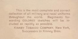 1888 Kinney Tobacco Military (N224) #NNO Private of Ordnance, U.S.A. 1886 Back