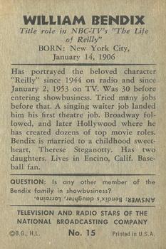 1953 Bowman Television and Radio Stars of the NBC (R701-15) #15 William Bendix Back