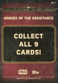 2015 Topps Star Wars Journey to the Force Awakens - Heroes of the Resistance #R-1 Rey Back
