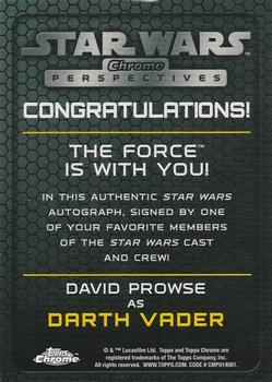 2015 Topps Chrome Star Wars Perspectives Jedi vs. Sith - Autographs #NNO18 David Prowse Back