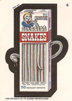 1992 O-Pee-Chee Wacky Packages #6 Snakes Front