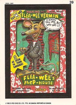 1992 O-Pee-Chee Wacky Packages #39 Flea-Wee's Flop House Front