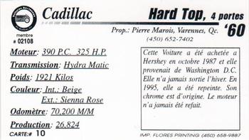 2000 VAQ Voitures Anciennes du Québec #10 Cadillac Hard Top 1960 Back