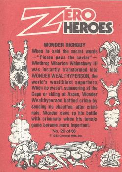 1983 Donruss Zero Heroes #20 Wonder Rich Guy Back