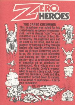 1983 Donruss Zero Heroes #36 Caped Cucumber Back