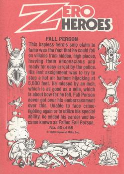 1983 Donruss Zero Heroes #50 The Fall Person Back