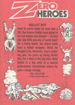 1983 Donruss Zero Heroes #52 Bullet Boy Back