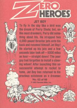 1983 Donruss Zero Heroes #62 Jet Boy Back