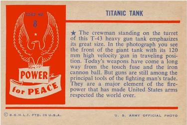 1954 Bowman Power for Peace (R701-10) #8 TITANIC TANK Back