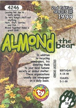 1999 Ty Beanie Babies III - Artist's Proof #58 Almond the Bear Back