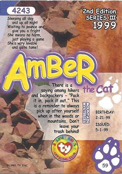 1999 Ty Beanie Babies III - Artist's Proof #59 Amber the Cat Back