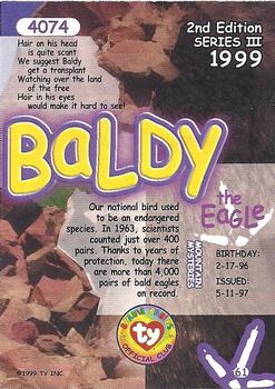 1999 Ty Beanie Babies III - Artist's Proof #61 Baldy the Eagle Back
