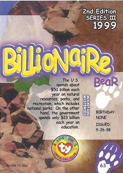1999 Ty Beanie Babies III - Artist's Proof #63 Billionaire Bear Back