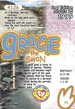 1999 Ty Beanie Babies III - Artist's Proof #92 Gracie the Swan Back