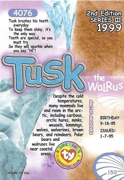 1999 Ty Beanie Babies III - Artist's Proof #150 Tusk the Walrus Back