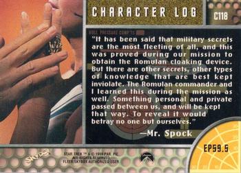 1999 SkyBox Star Trek The Original Series 3 - Character Logs #C118 EP 59:5  The Enterprise Incident Back
