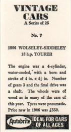 1965 Autobrite Vintage Cars #7 1906 Wolseley-Sideley 18 h.p. Tourer Back