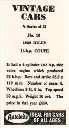 1965 Autobrite Vintage Cars #18 1920 Riley 11-h.p. Coupe Back