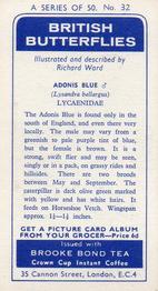 1963 Brooke Bond British Butterflies #32 Adonis Blue Back
