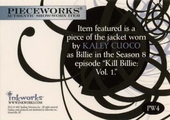 2007 Inkworks Charmed Forever - Pieceworks #PW4 Kaley Cuoco Back