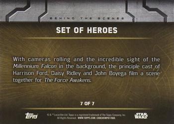 2015 Topps Star Wars: The Force Awakens - Behind The Scenes #7 Set of Heroes Back