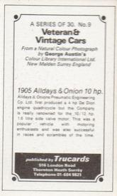 1970 Trucards Veteran & Vintage Cars #9 1905 Alldays & Onion 10hp Back