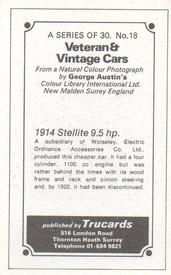 1970 Trucards Veteran & Vintage Cars #18 1914 Stellite 9.5hp Back