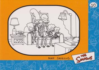 2000 Artbox The Simpsons Collectible Stickers #10 (family on sofa, skeletons) Front