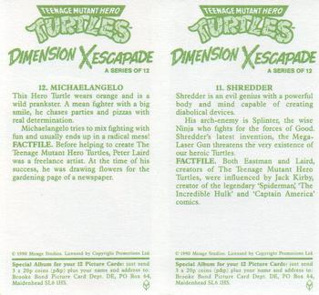 1990 Brooke Bond Teenage Mutant Hero Turtles: Dimension X Escapade (Double Cards) #11-12 Shredder / Michaelangelo Back