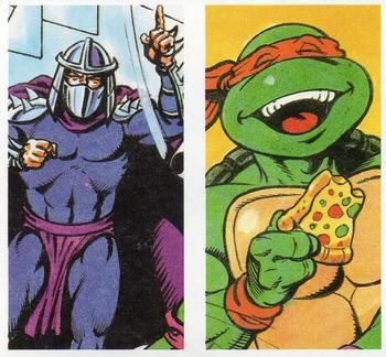 1990 Brooke Bond Teenage Mutant Hero Turtles: Dimension X Escapade (Double Cards) #11-12 Shredder / Michaelangelo Front