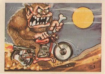 1972 Donruss Silly Cycles Stickers #1 Ape-Bone In Hand Front