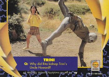 1994 Power Rangers Bolts #NNO Trini - Yellow Ranger Back
