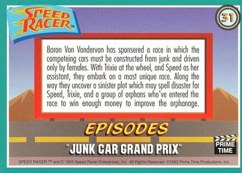 1993 Prime Time Speed Racer #31 Junk Car Grand Prix Back