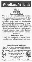 1988 Brooke Bond Woodland Wildlife #2 Badger Back