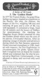 1988 Brooke Bond Queen Elizabeth I Queen Elizabeth II #3 The 'Golden Hinde' Back