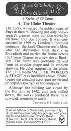 1988 Brooke Bond Queen Elizabeth I Queen Elizabeth II #4 The Globe Theatre Back