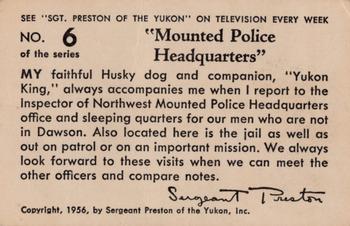 1956 Quaker Oats Sgt. Preston of the Yukon (F279-15) #6 Mounted Police Headquarters Back