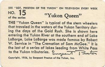 1956 Quaker Oats Sgt. Preston of the Yukon (F279-15) #15 Yukon Queen Back