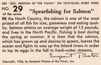 1956 Quaker Oats Sgt. Preston of the Yukon (F279-15) #29 Spearfishing for Salmon Back