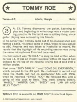 1972 Hitmakers #25 Tommy Roe Back